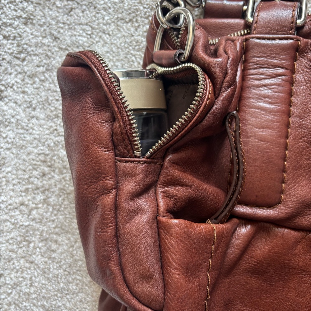 RARE CROMIA Genuine Italian Leather Double Handle Silv Hardware Made in Italy - Picture 7 of 14